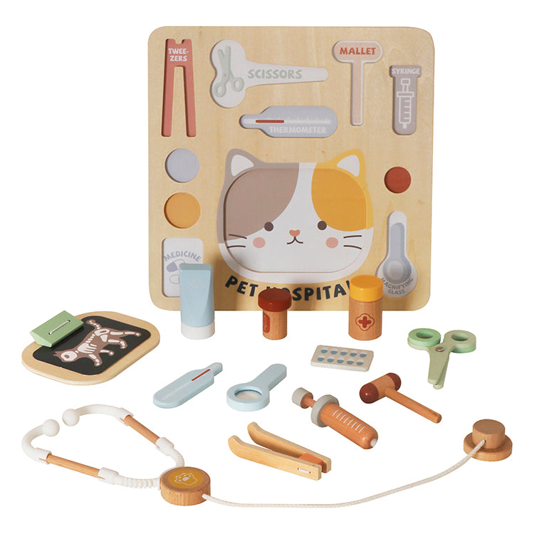 Wholesale Kids Wooden Pet Hospital Doctor Play Set, OEM Available