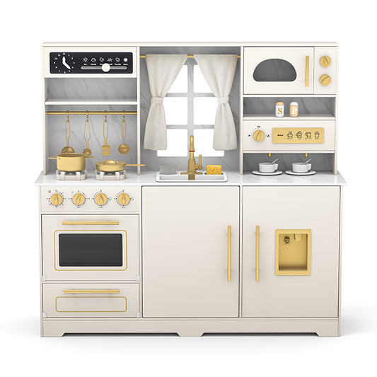 Wholesale Kids Beige & Gold Wooden Play Kitchen, OEM Available