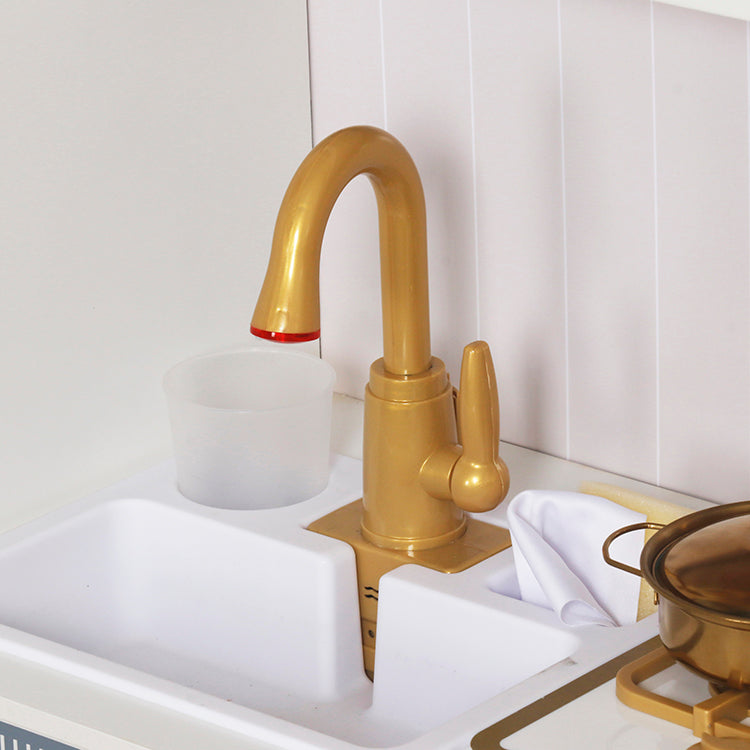 Wholesale Kids Wooden Pretend Play Kitchen Set, Luxury White & Gold Toy Kitchen, OEM Available