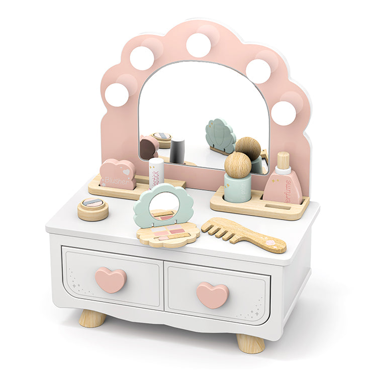Wholesale Kids Wooden Flower Mirror Vanity Playset, OEM Available