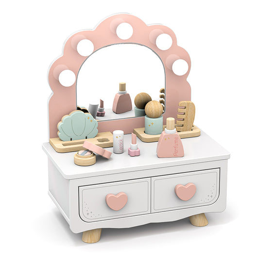 Wholesale Kids Wooden Flower Mirror Vanity Playset, OEM Available