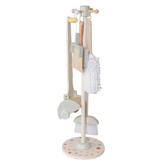 Wholesale Kids Wooden Cleaning Toy Set with Stand, Pretend Play Housekeeping Kit, OEM Available