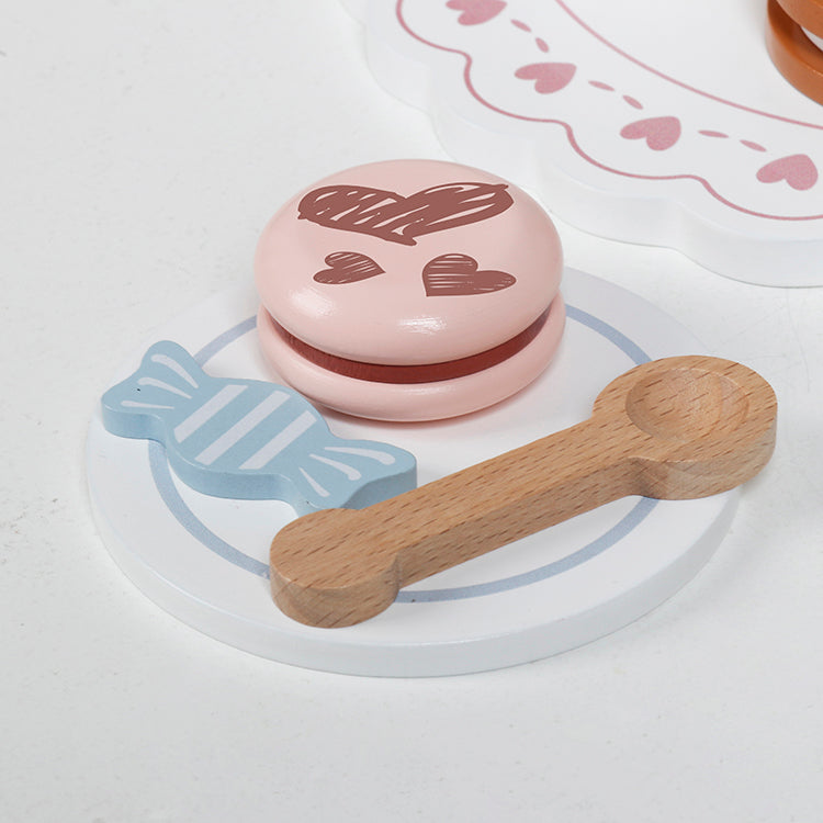Wholesale Kids Wooden 3-Tier Cake Stand Playset, Pretend Play Dessert Toy, OEM Available