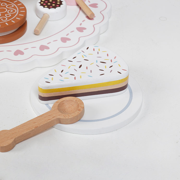 Wholesale Kids Wooden 3-Tier Cake Stand Playset, Pretend Play Dessert Toy, OEM Available