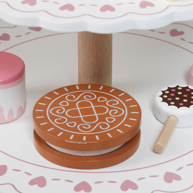 Wholesale Kids Wooden 3-Tier Cake Stand Playset, Pretend Play Dessert Toy, OEM Available
