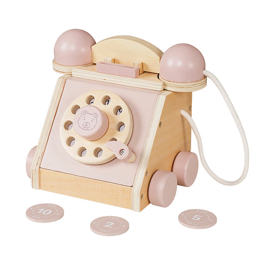 Wholesale Wooden Retro Rotary Phone Toy for Kids, OEM Available