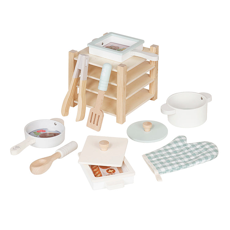 Montessori Wooden Mini Stove & Grill Play Set