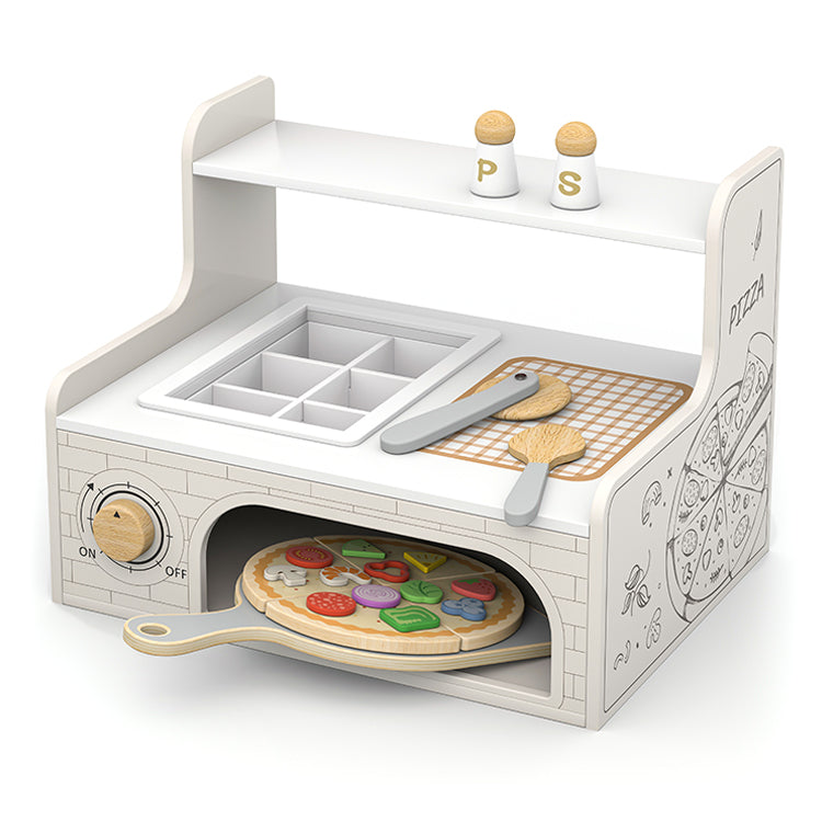 Montessori Wooden Pizza Oven Playset