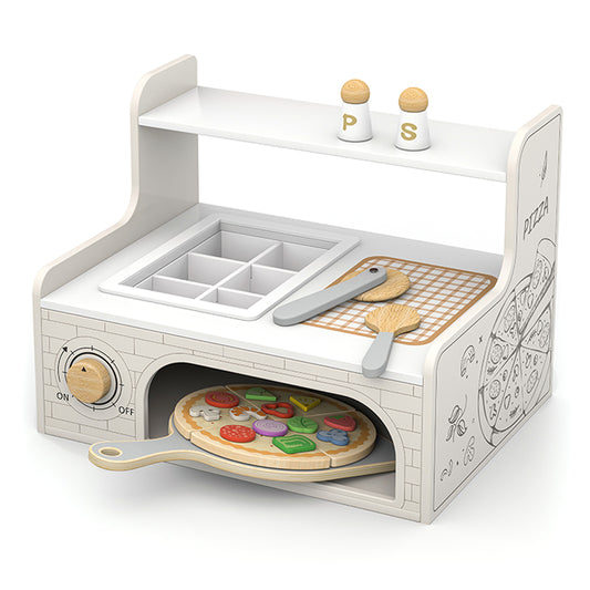 Montessori Wooden Pizza Oven Playset