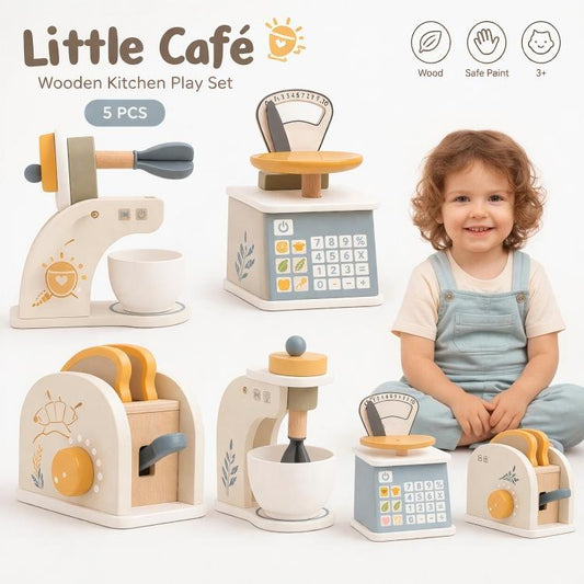 3 in 1 Little Café Wooden Kitchen Play Set