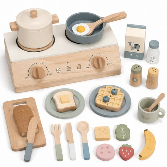 OEM Wooden Mini Stove Breakfast Pretend Play Cooking Set