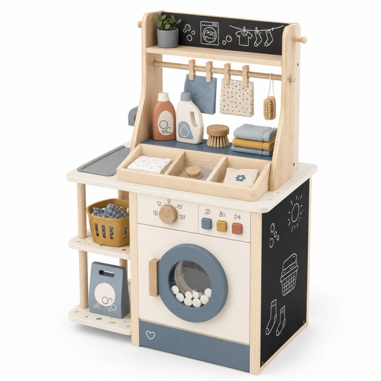 OEM Pretend Play Laundry Wooden Washing Machine Toy