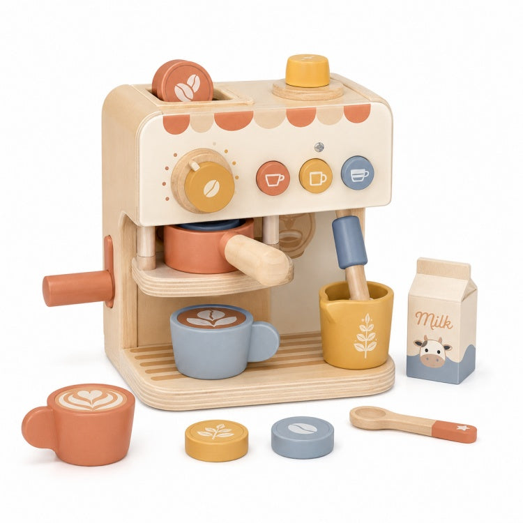 Kids Pretend Play Kitchen Toy Wooden Espresso Coffee Machine Toy