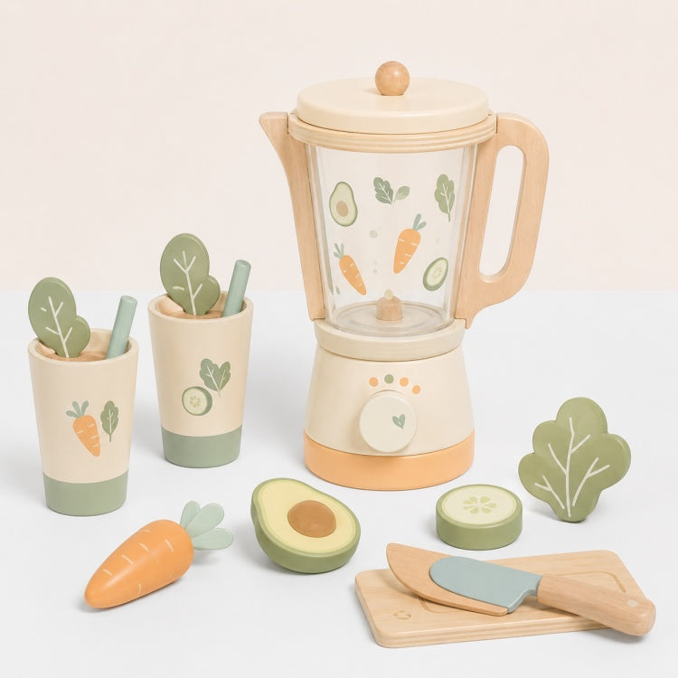 Wooden Blender Playset for Kids – Pretend Smoothie Maker & Juice Set