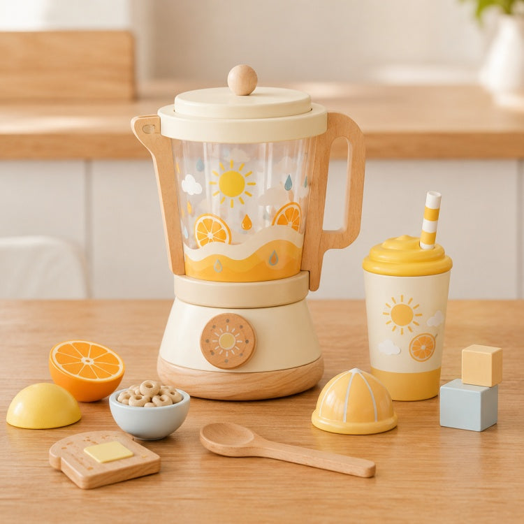 Wooden Blender Playset for Kids – Pretend Smoothie Maker & Juice Set