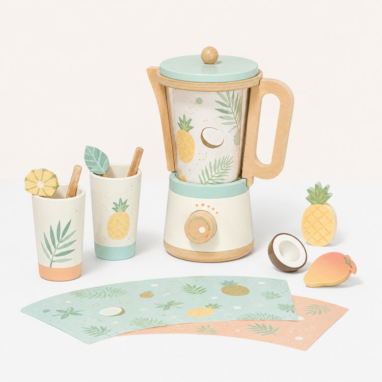 Wooden Blender Playset for Kids – Pretend Smoothie Maker & Juice Set