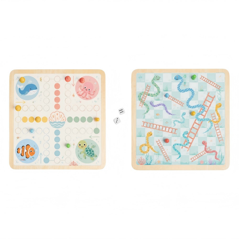 Wooden Dinosaur Ludo & Snakes and Ladders Game Set