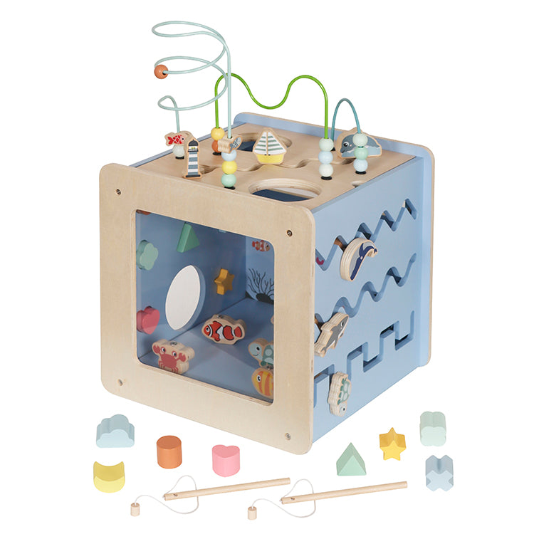 OEM/ODM Ocean-Themed Wooden Activity Cube