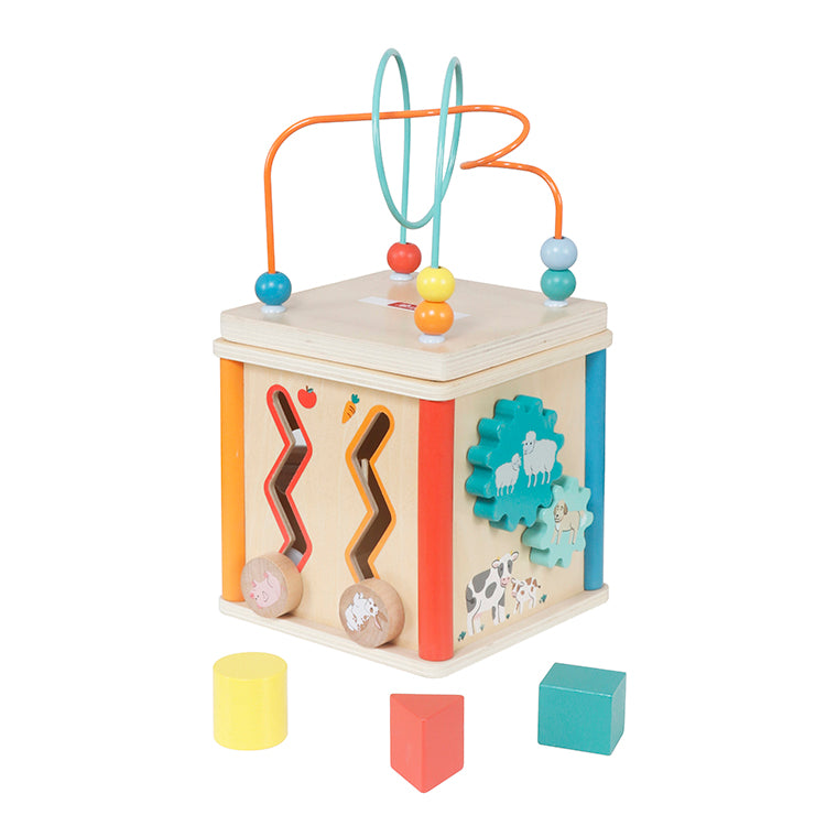 Wholesale 5-Side Wooden Activity Cube Bead Maze Toy, OEM Available