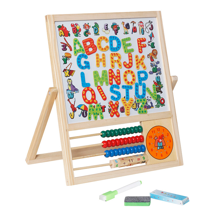 Wholesale Kids Wooden 5-in-1 Activity Easel Board, Alphabet Abacus Learning Toy, OEM Available