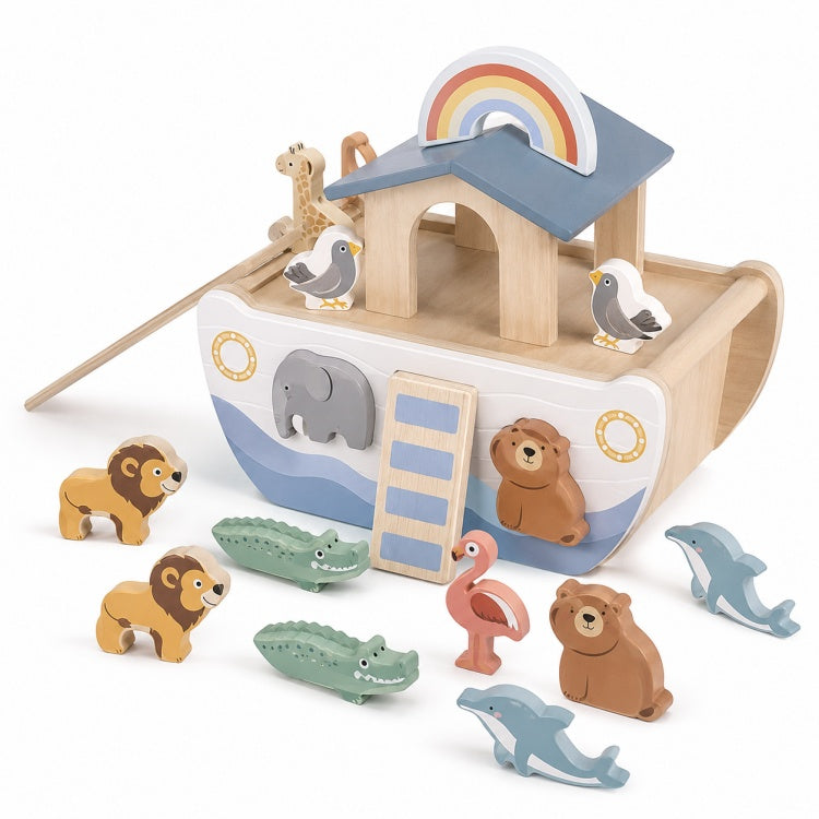 Rainbow Wooden Noah’s Ark Animal Shape Sorter Toy