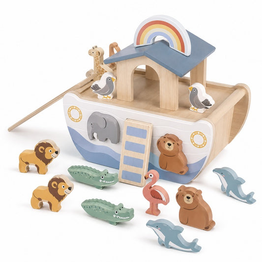 Rainbow Wooden Noah’s Ark Animal Shape Sorter Toy