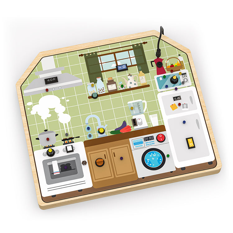 Wholesale Kids Wooden Kitchen-Themed Busy Board, OEM Available