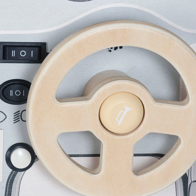 Wholesale Kids Wooden Steering Wheel Dashboard Toy, Montessori Car Pretend Play, OEM Available