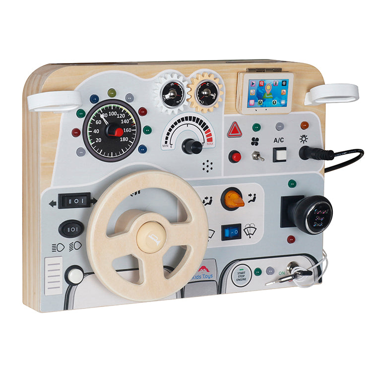 Wholesale Kids Wooden Steering Wheel Dashboard Toy, Montessori Car Pretend Play, OEM Available