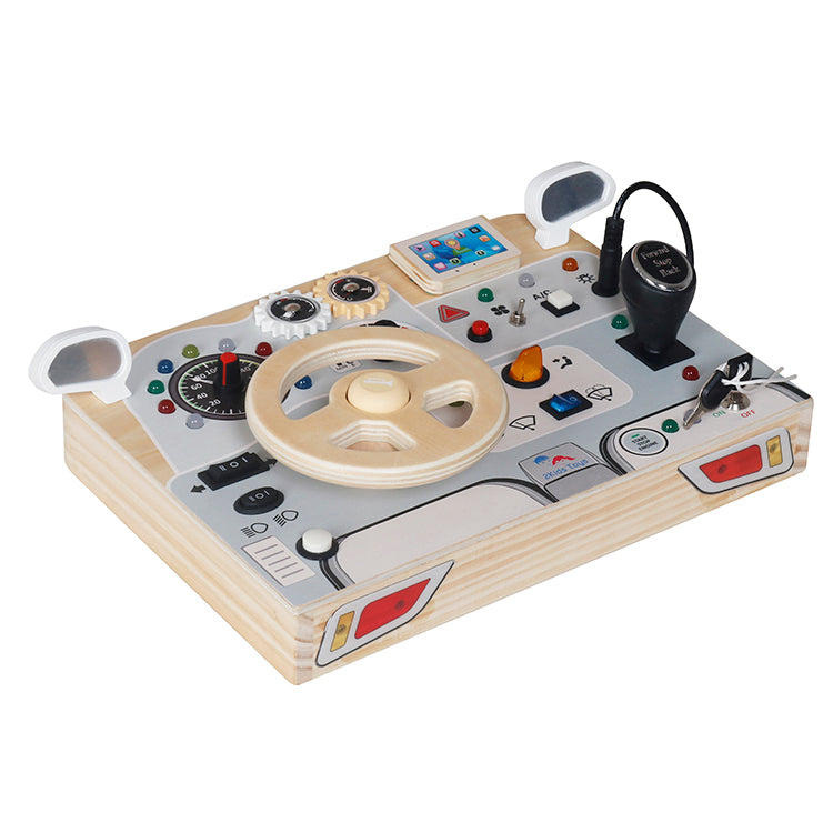 Wholesale Kids Wooden Steering Wheel Dashboard Toy, Montessori Car Pretend Play, OEM Available