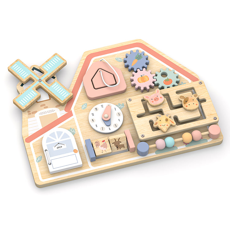 Wholesale Wooden Farm Themed Busy Board, OEM Available