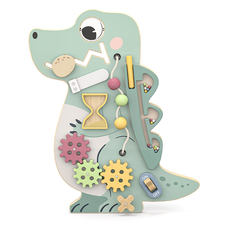 Wholesale Wooden Dinosaur Busy Board, OEM Available