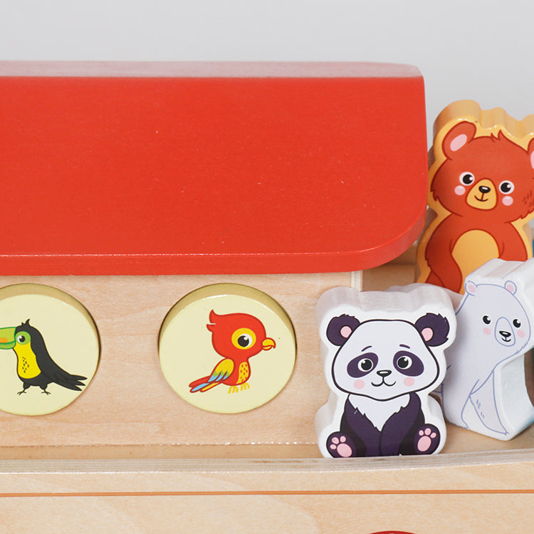 Wholesale Kids Wooden Noah's Ark Shape Sorter Toy, Animal Puzzle Playset, OEM Available