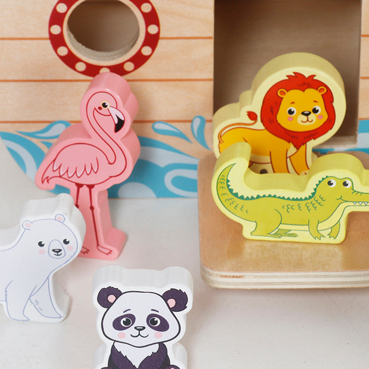 Wholesale Kids Wooden Noah's Ark Shape Sorter Toy, Animal Puzzle Playset, OEM Available