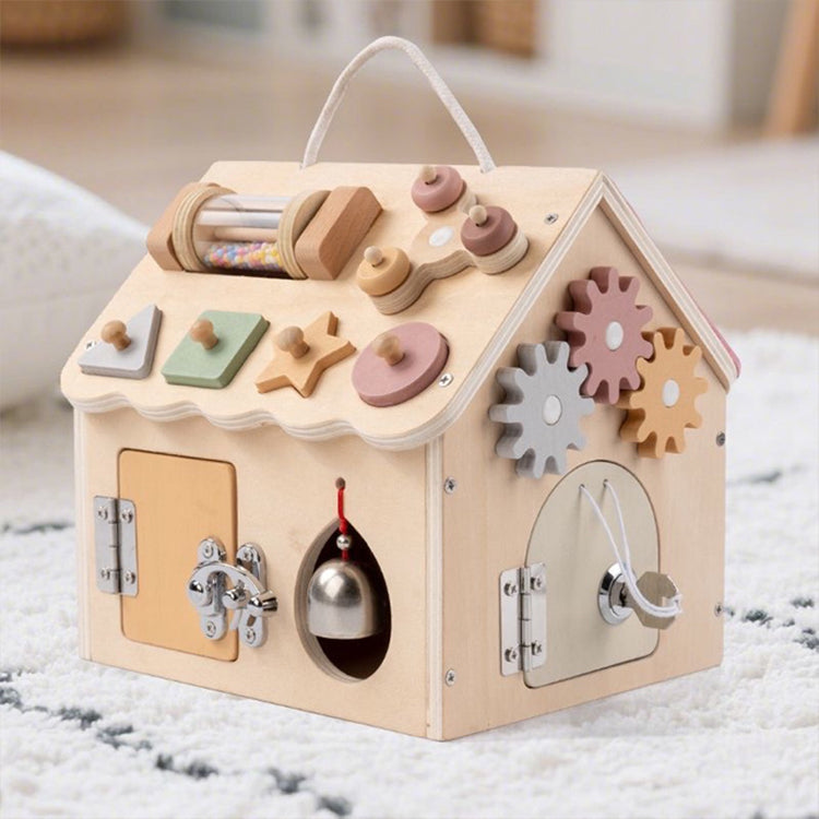 Montessori House-shaped Wooden Busy Board
