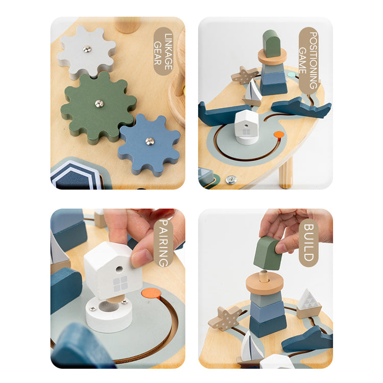 Moon Shape Wooden Activity Table
