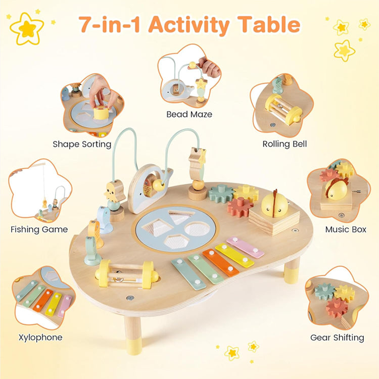 Ocean-Themed Wooden Activity Table