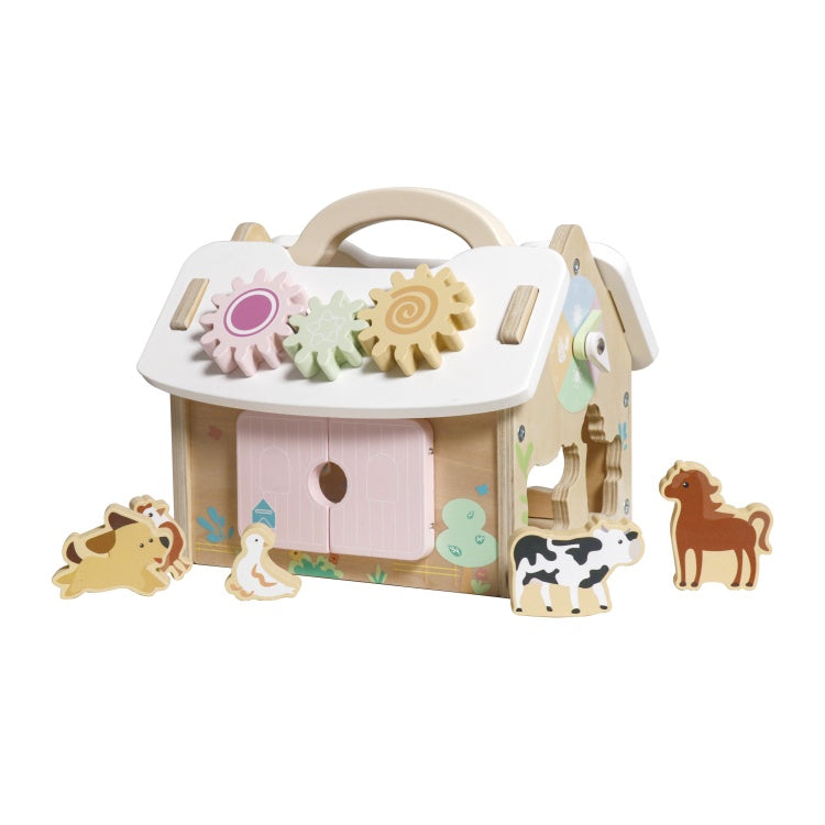 Multi-Activity Wooden Farm Barn Activity Cube