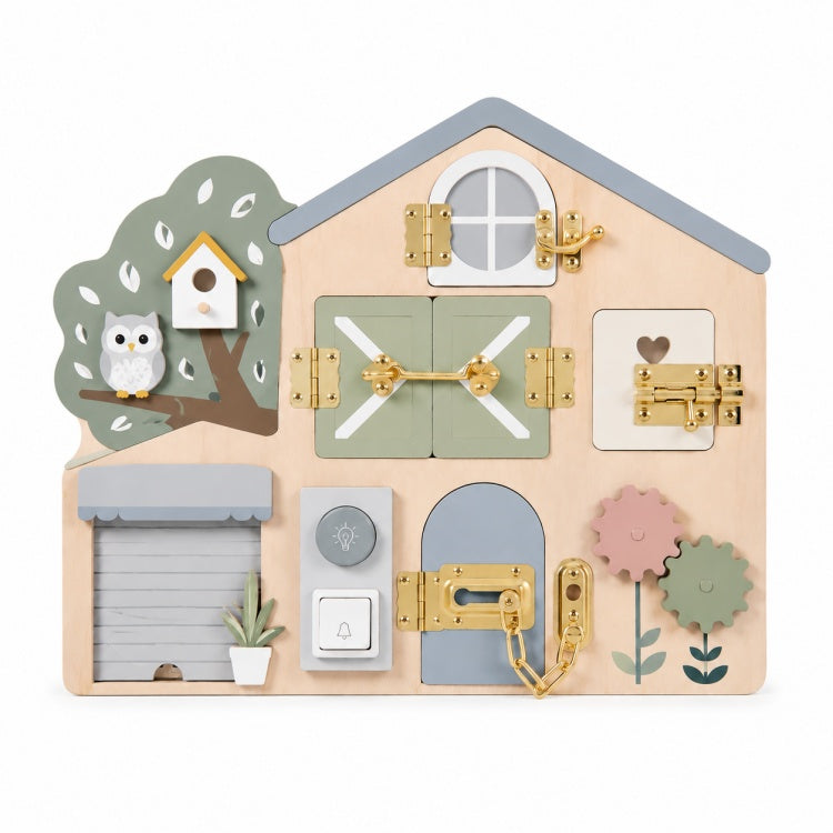 House Shape Wooden Montessori Latch Activity Board