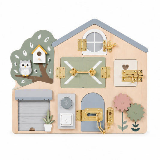 House Shape Wooden Montessori Latch Activity Board