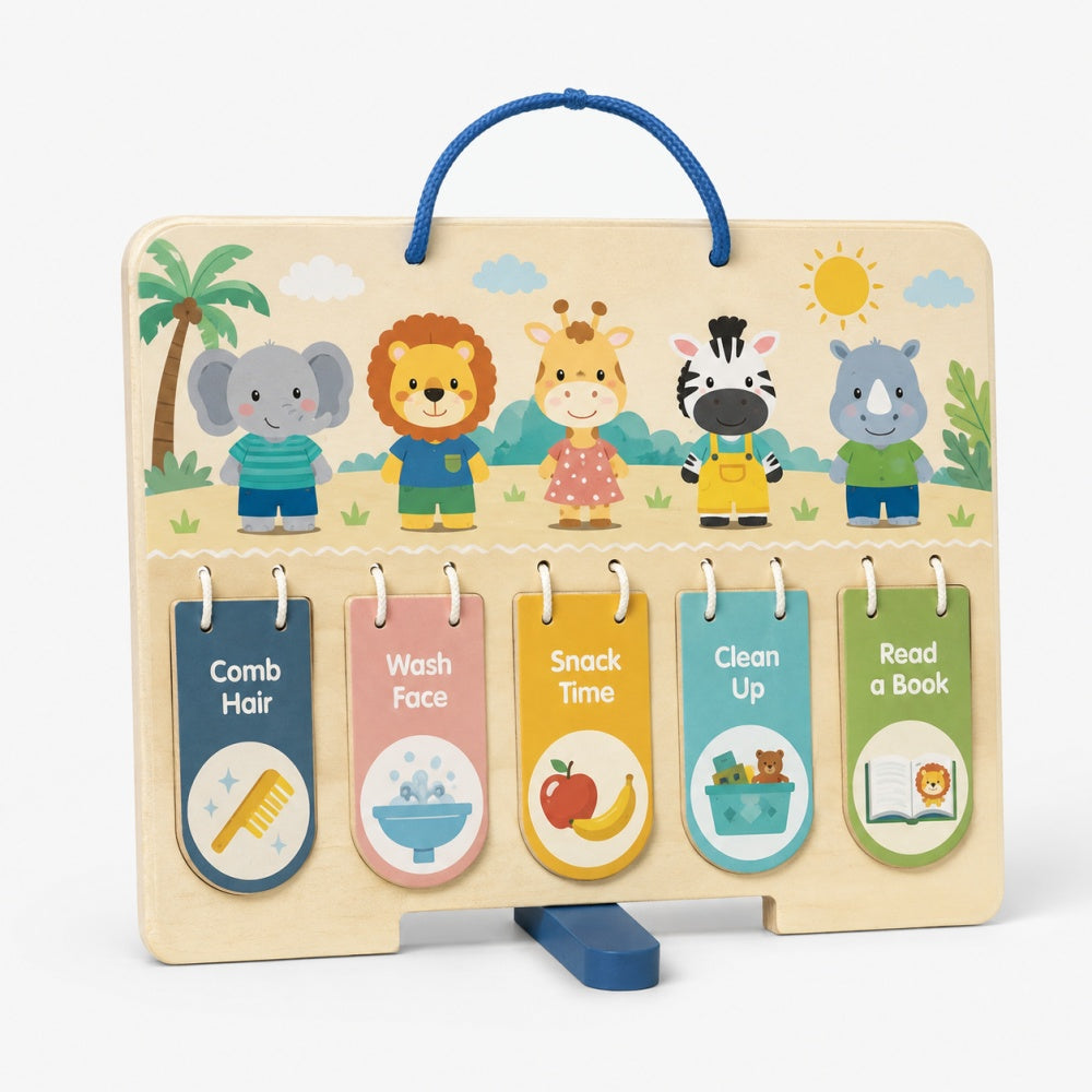 Wooden Daily Routine Chart – Safari Animal Activity Board