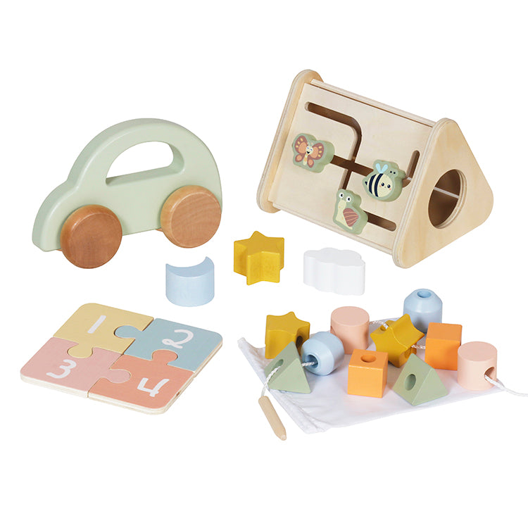 Wholesale 4-in-1 Montessori Wooden Baby Activity Playset, OEM Available