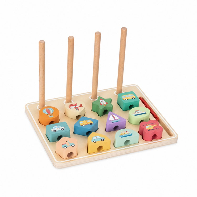 Wooden Pattern Matching & Threading Toy – Montessori Stacking Game for Kids