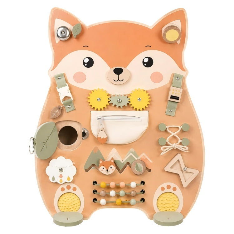 Fox Wooden Busy Board for Toddlers – Montessori Fine Motor Sensory Toy