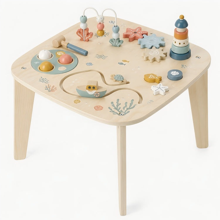 Ocean Wooden Activity Table for Toddlers – Montessori Fine Motor Activity Toy