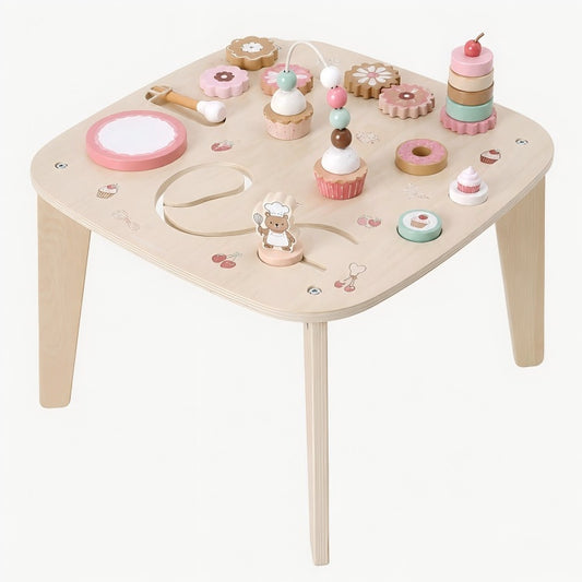 Bakery Wooden Activity Table for Toddlers – Montessori Fine Motor Play Table
