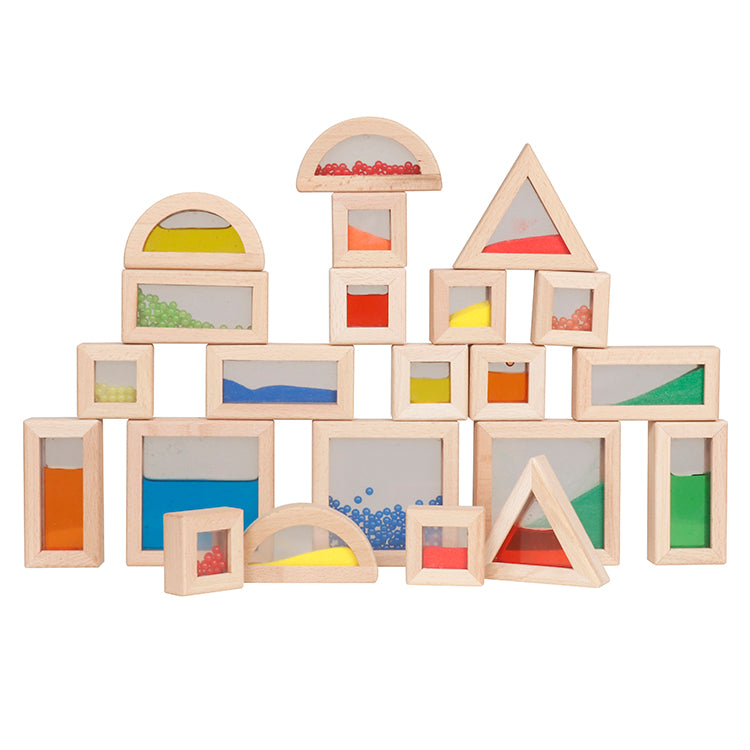 Wholesale Wooden Sensory Rainbow Building Blocks Set, OEM Available