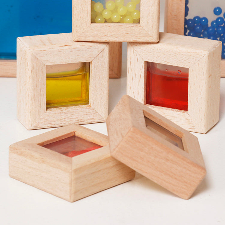 Wholesale Wooden Sensory Rainbow Building Blocks Set, OEM Available
