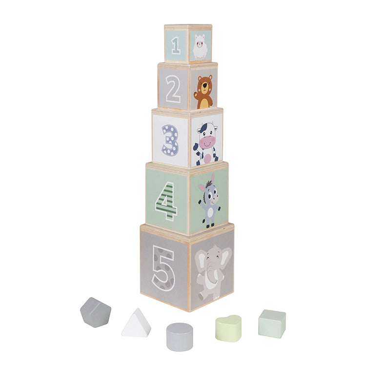 Wholesale Wooden Stacking Number & Animal Blocks Toy, OEM Available