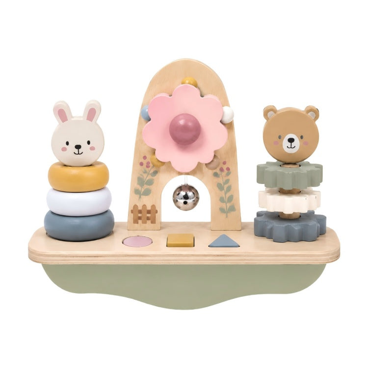 3-in-1 Rabbit & Bear Wooden Baby Activity Play Station